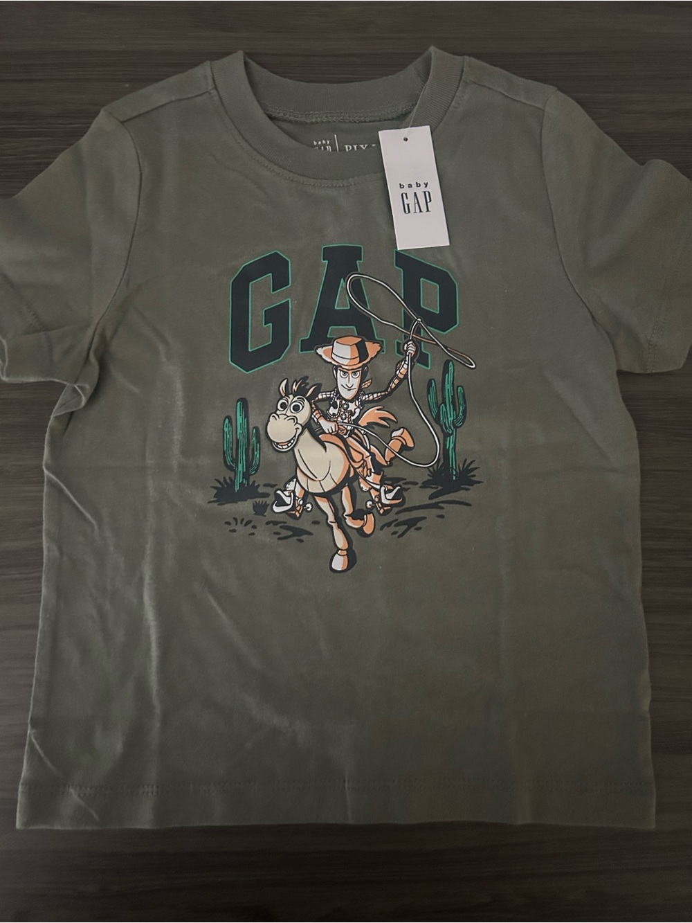 GAP Baby Olive Green Toy Story Woody Cowboy Graphic Tee